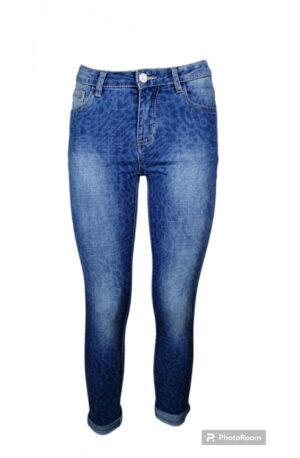 γυναικείο μπλε τζιν παντελόνι  με σχέδιο